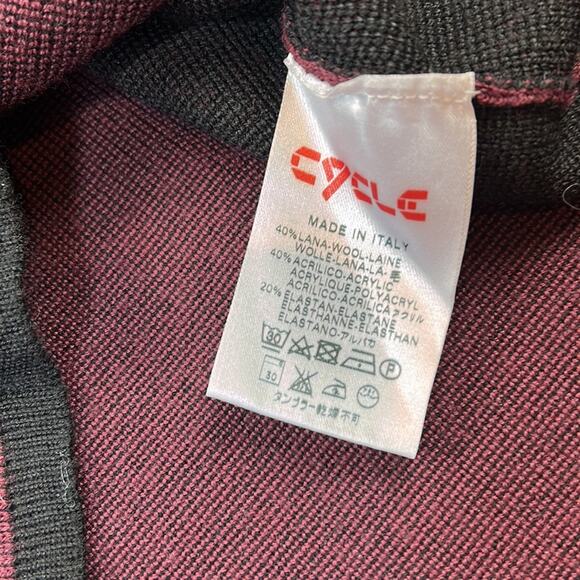 Cycle Wool Italian black maroon racing stripe bodycon sweater dress, size med - Picture 9 of 9